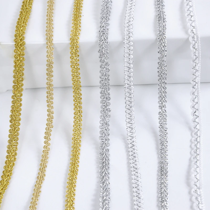 5meter Gold Silver Lace Trim Ribbon Centipede Braided Lace DIY Craft Sewing Accessories Wedding Decoration Curve Fabric