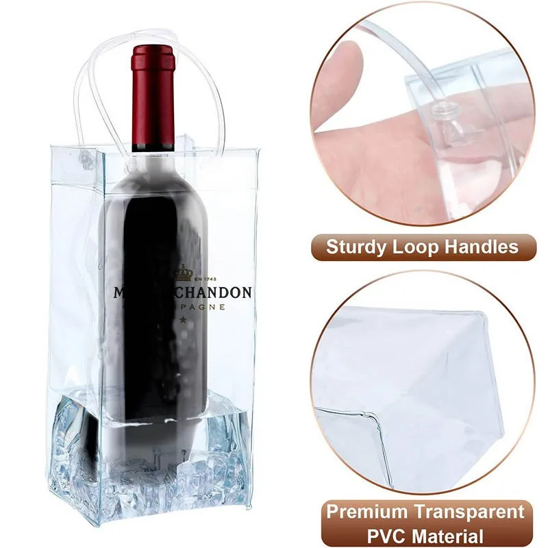 Moet&Handon 1pc Transparent PVC Ice Wine Chiller Bag Beer Champagne