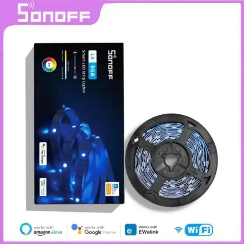 

Умная Светодиодная лента SONOFF L3 для умного дома, гибкая светодиодная RGB лампа с Wi-Fi 5 м, украшение на Рождество, танцы с музыкой для Alexa eWelink