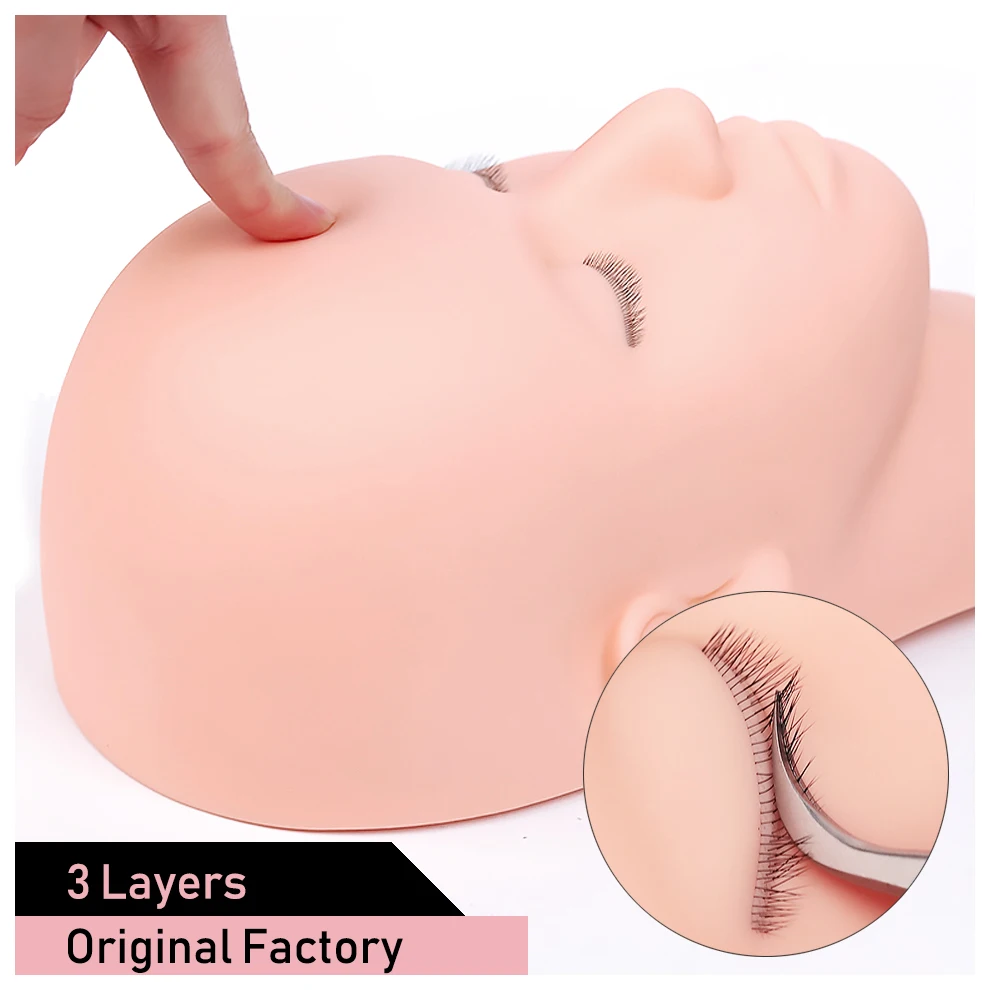 False Eyelash Extension Practice Face Head Accessories Lash Artist Training Set Lashes Salon 3 Layers Lash Mannequin Doll Head