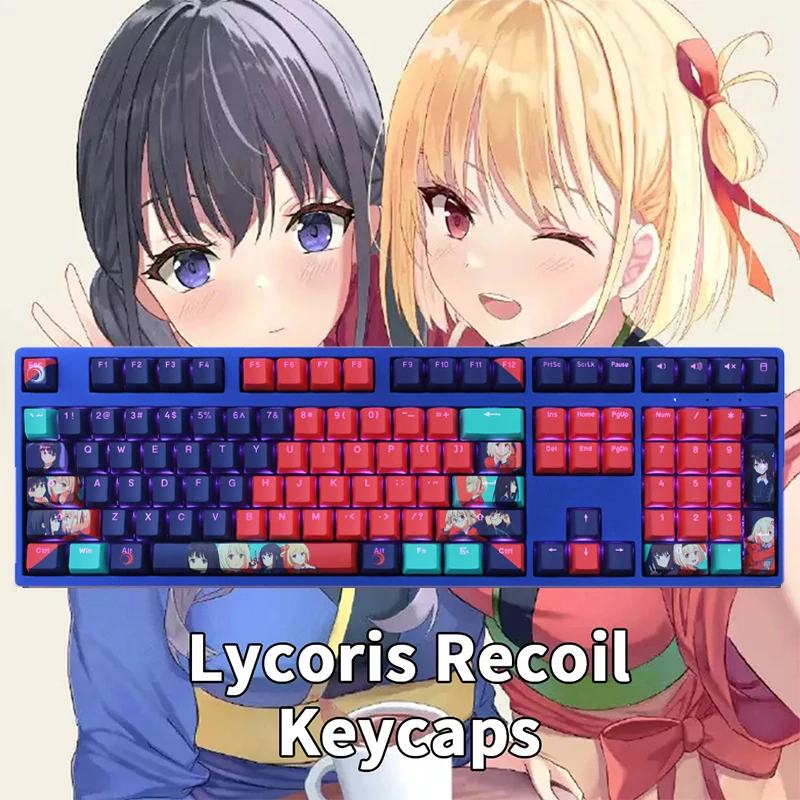 

108Keys Lycoris Recoil Theme Characters Keycaps Chisato Nishikigi Takina Inoue Anime Keycaps For Cherry Profile Keyboard Decor