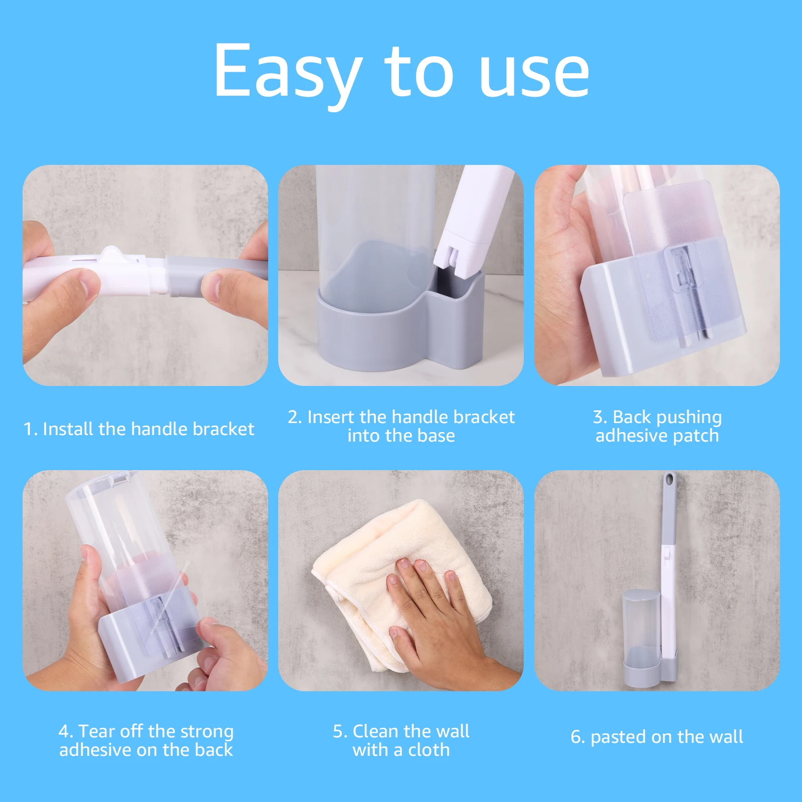 Description Picture 6 of itemDisposable Toilet Brush Cleaning Kit Multifunctional Wall-mounted Toilet Cleaner No Drilling Sticky Home Bathroom Cleaning Tools