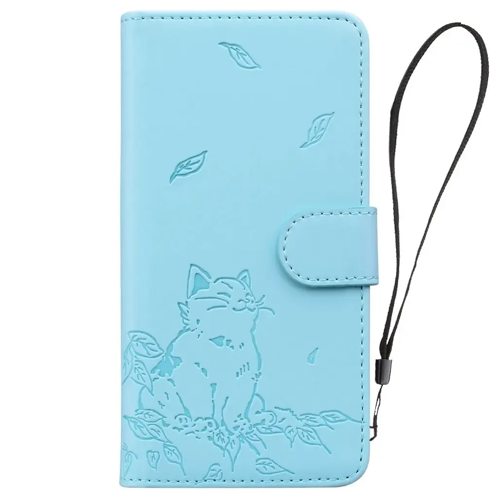 Kawaii Cat Leather Flip Wallet Phone Case Cover