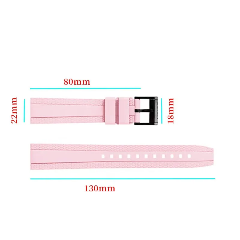 Premium Silicone Watch Strap, Waterproof Rubber Band Bracelet, 20/22mm