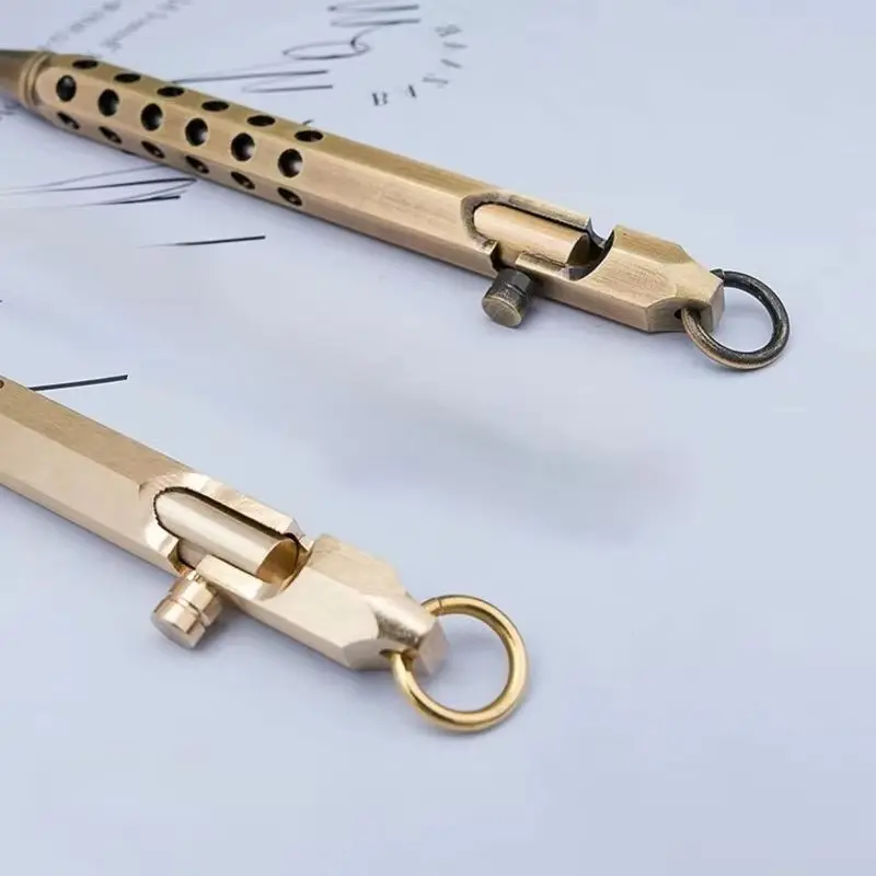 3Pcs 풀 브래스 EDC 볼펜 볼트 액션 시그니처 펜 학생용 친구용 전술 필기구 스트레스 해소 문구류