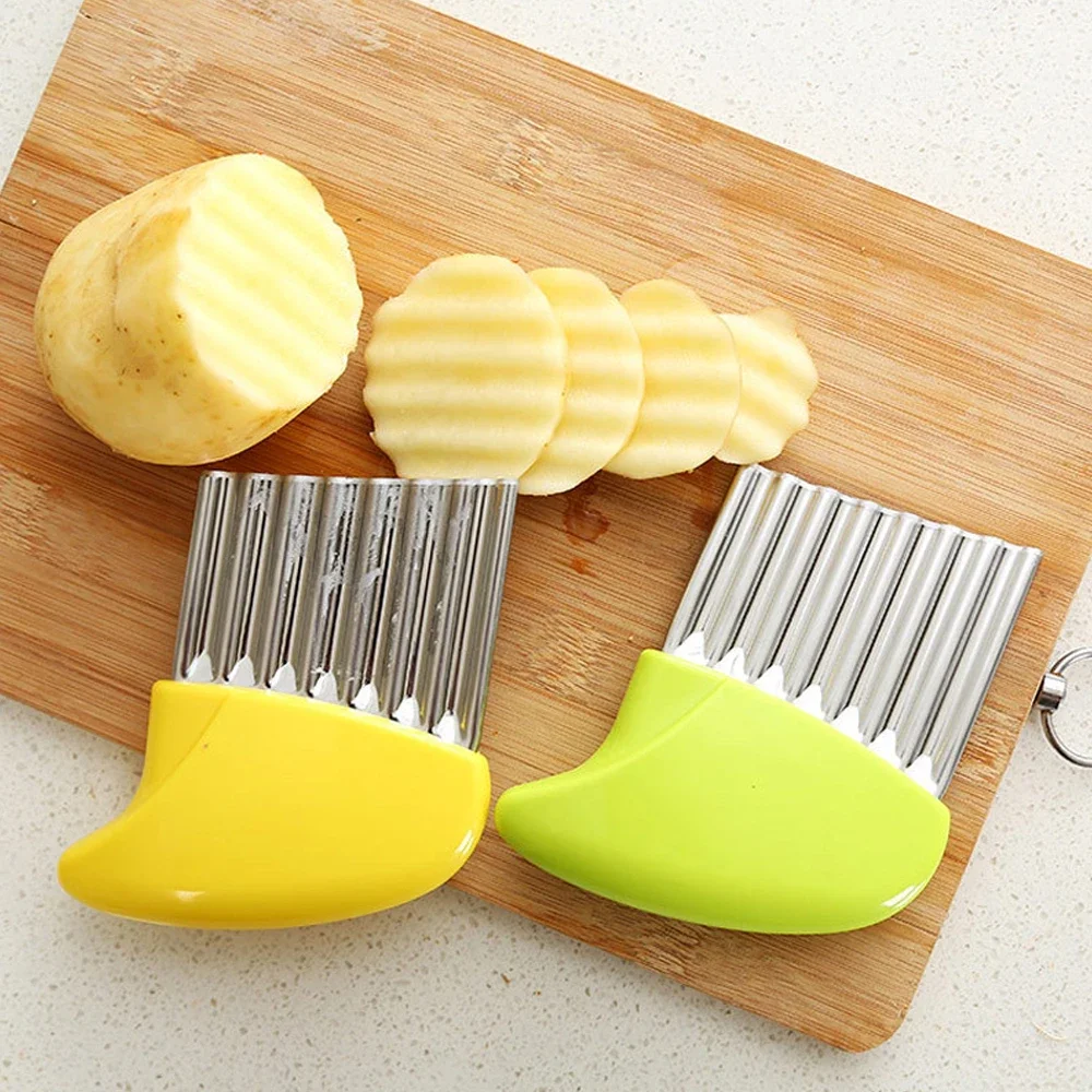 1pcs Potato Cutter Chip Slicer Dough Vegetable Fruit Crinkle Wavy Slicer Knife Kitchen Accessories Chopper French Fry Maker Tool