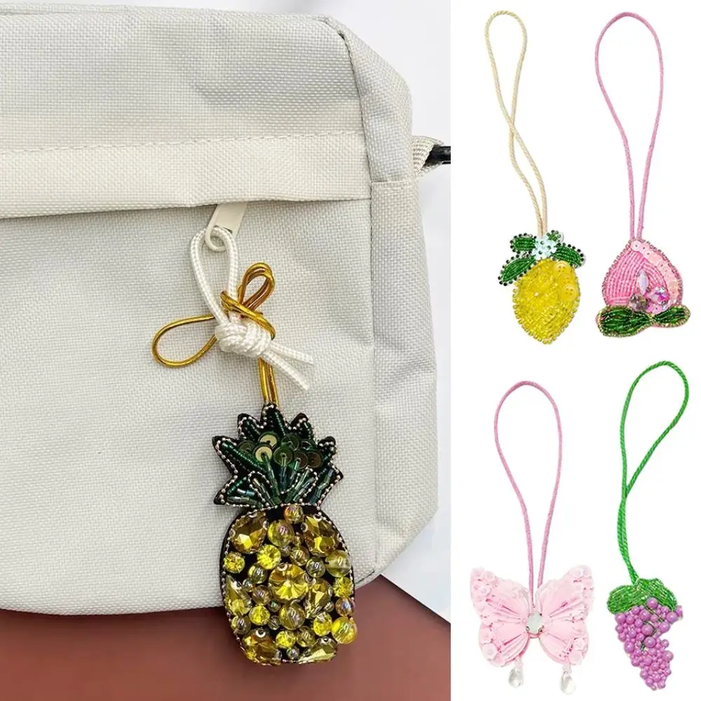 Fruit Series Bag Charms Hanging Rope Girl's Bag Lanyard Rhinestone Hanging Rope Keyring Bag Pendant Patches Applique Bag Lanyard