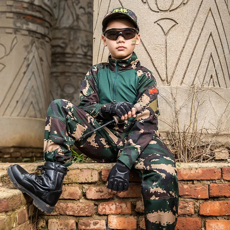 Kids Adult Military Tactical Training Uniform Set Children Jungle Camouflage Top Pants Men Special Forces Combat Outdoor Costume tactical pants tactical suit tactical shirt tactical men jackets