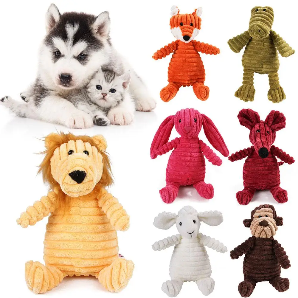 1PCS Pet Dog Plush Animal Chewing Toy Wear-resistant Squeak Cute Bear Fox Toys for Dog Puppy Teddy Interactive Toy Supplies