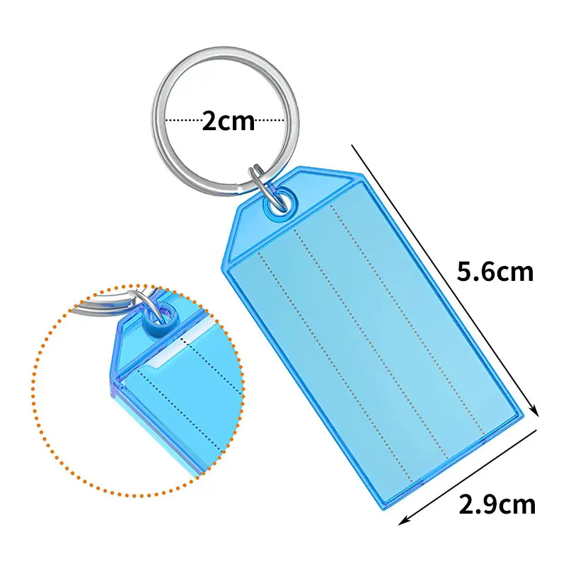 10-50pcs Colorful Plastic Keychain Key Tags label With Split Ring for DIY Numbered Name Baggage Tag ID Label Name Tags