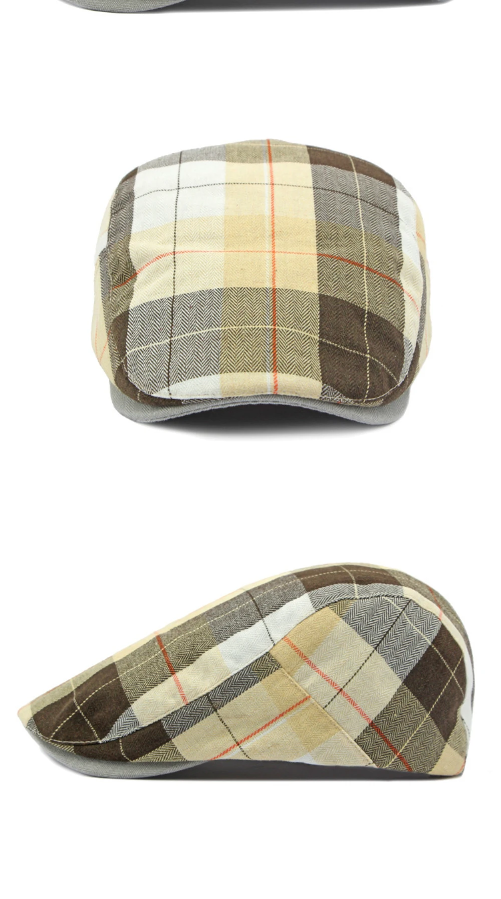 HT4637 Baskenmützen für Herren und Damen, Vintage Künstler-Mütze, Karierte Baskenmütze, Verstellbare Ivy Flat Cap, Frühling-Sommer Baskenmützen – Detail 5