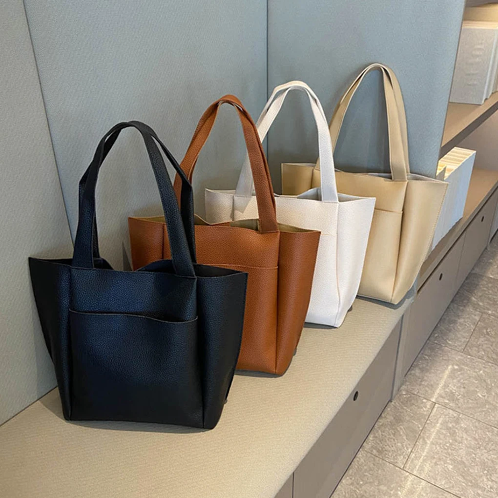 Large Capacity Tote Bags For Women Durable Exquisite Craft Party PU Made Bag Large Capacity Handbags khaki
