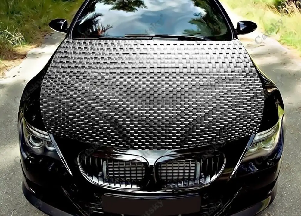 

Metallic Grid Texture Car Hood Vinyl Stickers Wrap Vinyl Film Engine Cover Decals Sticker Universal Car Hood Protective Film