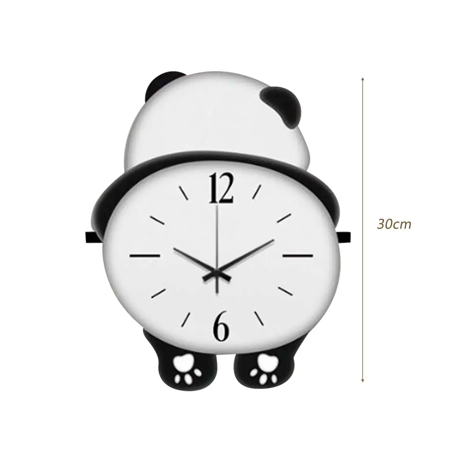 Wooden Panda Shape Wall Clock Decoration Hanging Clock Modern Battery Operated for Bedroom Office Multipurpose