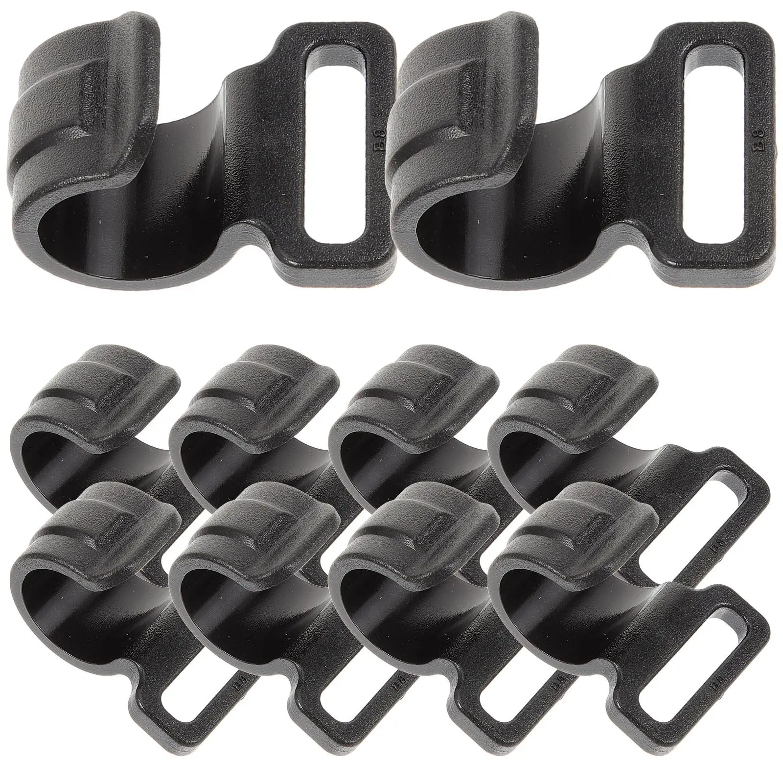 MECCANIXITY Lot de 10 clips de fixation pour poteau de tente, 19 mm ID en forme de C, support de tige en plastique pour camping en plein air, noir