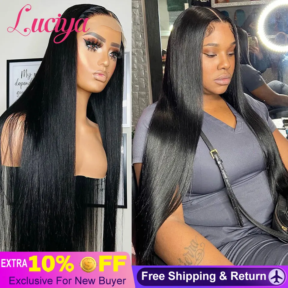 Straight 180 Density 13x4/13x6 Lace Front Human Hair Wigs Brazilian HD Transparent 4x4/5x5 Lace Closure Wig for Women PrePlucked