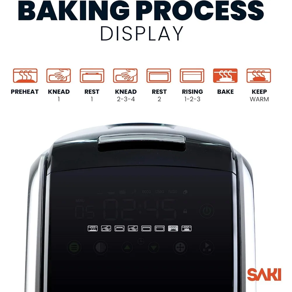 Bread Maker Machine, 3 LB XL 12-in-1 Programmable, BPA-Free & Nonstick Ceramic Pan, Digital Touch Panel, 3 Loaf Sizes, 4