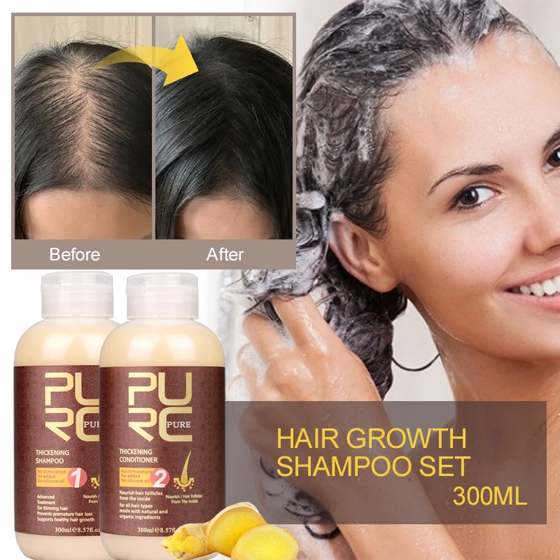 

PURC Ginger Hair Growth Products Set Ginseng Shampoo Conditioner Anti Hair Loss Scalp Treatment Smoothing Hair Oil Beauty Health