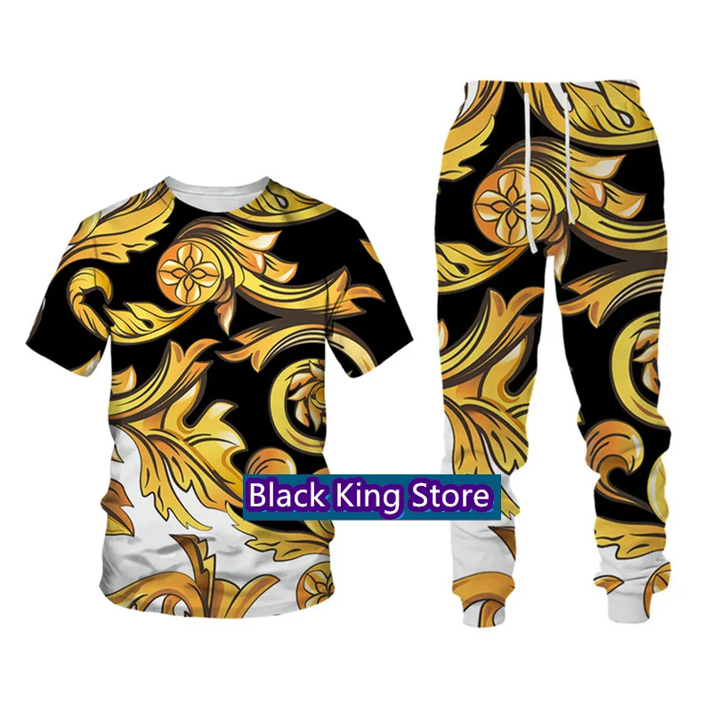 Summer T-Shirt Trousers Pants Set Casual Brand Fitness Jogger Pants Hot-Selling T Shirts Fashicon Suit Men's Tracksuit Outfit