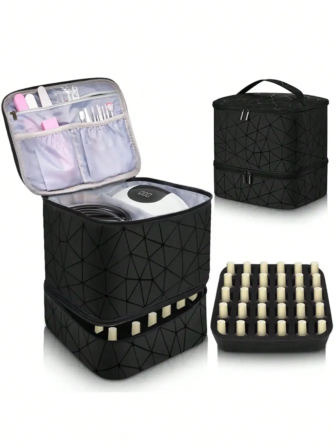 Women's Portable Double-layer Nail Polish Storage Bag Organizer Travel Essential Oil Storage Box Multi-function Bag makeup organizer cosmetic bag storage bag cosmetic storage bag makeup bag cosmetic case