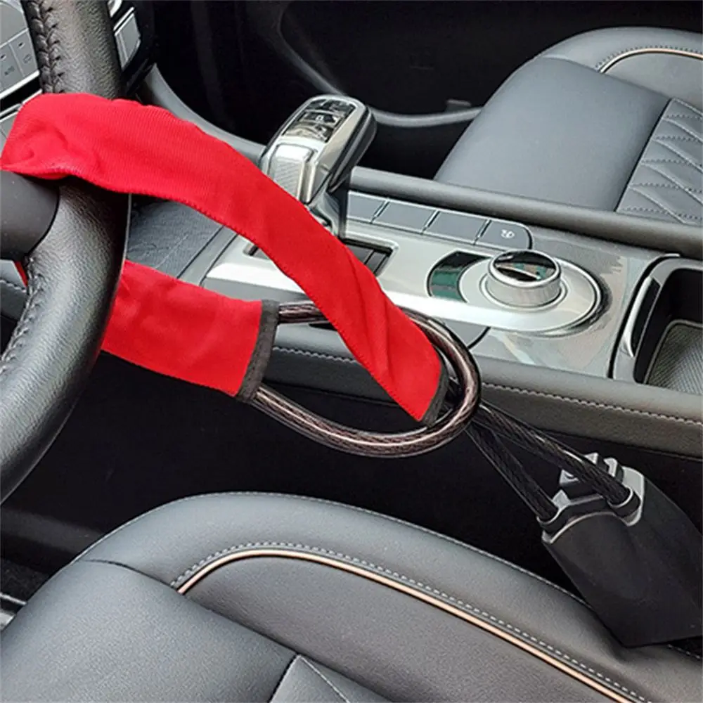 

Car Steering Wheel Steel Lock Seat Belt Anti-theft Lock With 2 Keys Anti-theft Device Easy Installation Fits Most Cars SUV