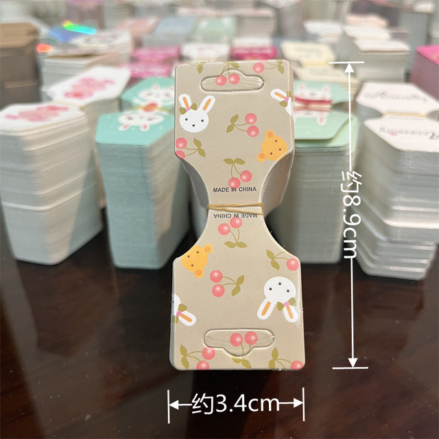 Kraft Paper Packing Tag Cards for Handmade Hair Jewelry Display Cute Bear Cat Face Stamp Paper Hairband Hanging Price Tag