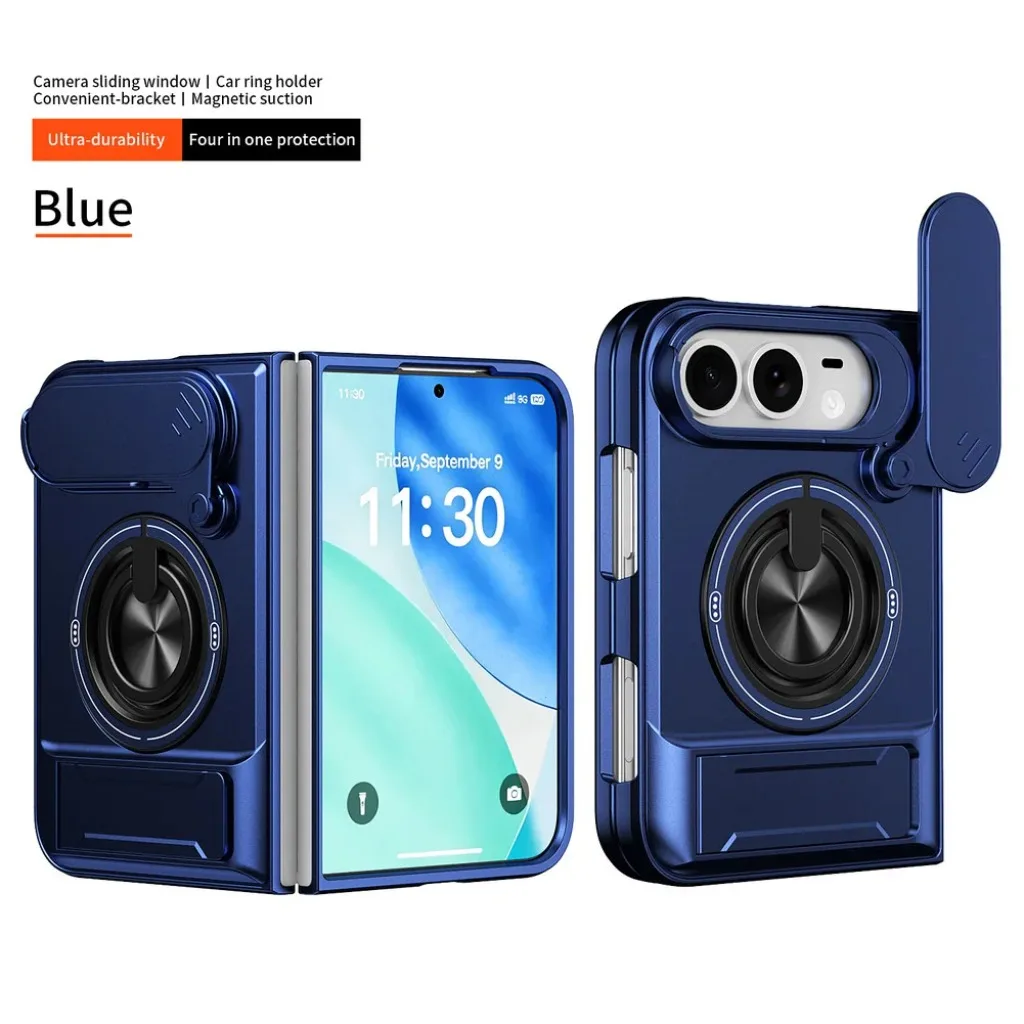 Magnetic Ring Holder Stand Phone Case with Dual-Layer Shockproof Protection & Lens Guard