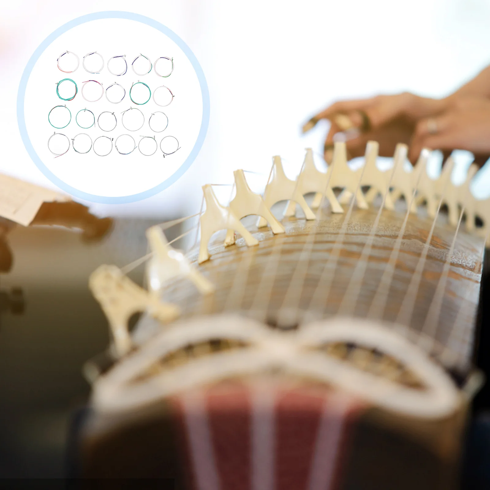 

Mini Zither Strings Metal Tool 21Pcs Chinese Mini Zither Strings Professional Nylon Mini Zither String Wire Music