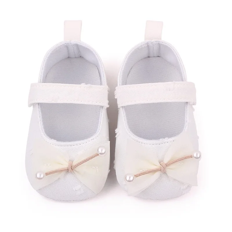 0-18months Baby Girls Bowknot Flats Soft Sole Shoes Non-Slip Princess Wedding Dress Walking Shoes For Newborn Girls 4