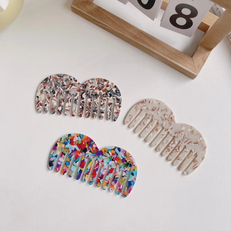 New hot selling acetic acid plate hair comb anti-static hair comb wide teeth portable comb marble hairdressing 2