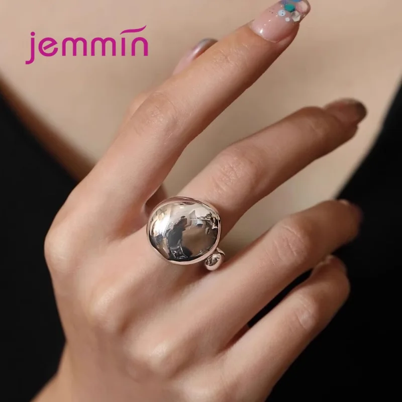 Anelli in Argento Sterling 925 Autentici per Donne, Design Geometrico Fatto a Mano, Anelli Aperti Irregolari, Regalo per Feste e Compleanni - immagine 2