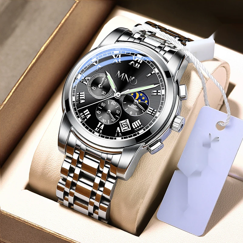 MNO Men's Business Fashion Glow Waterproof Watch Junior High School Student Multi functional Mechanical Wind_voghion.com