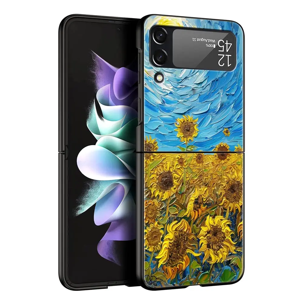 Van Gogh Sunflowers & Starry Night Folding Phone Hard Cover Case