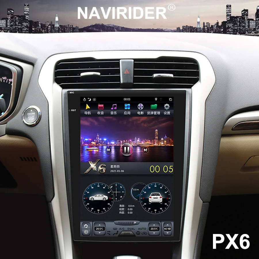 

Android Car GPS Navigation 12.1" Tesla Style Screen PX6 Stereo For Ford Fusion Mondeo 2014 - 2019 Radio Multimedia Video Player