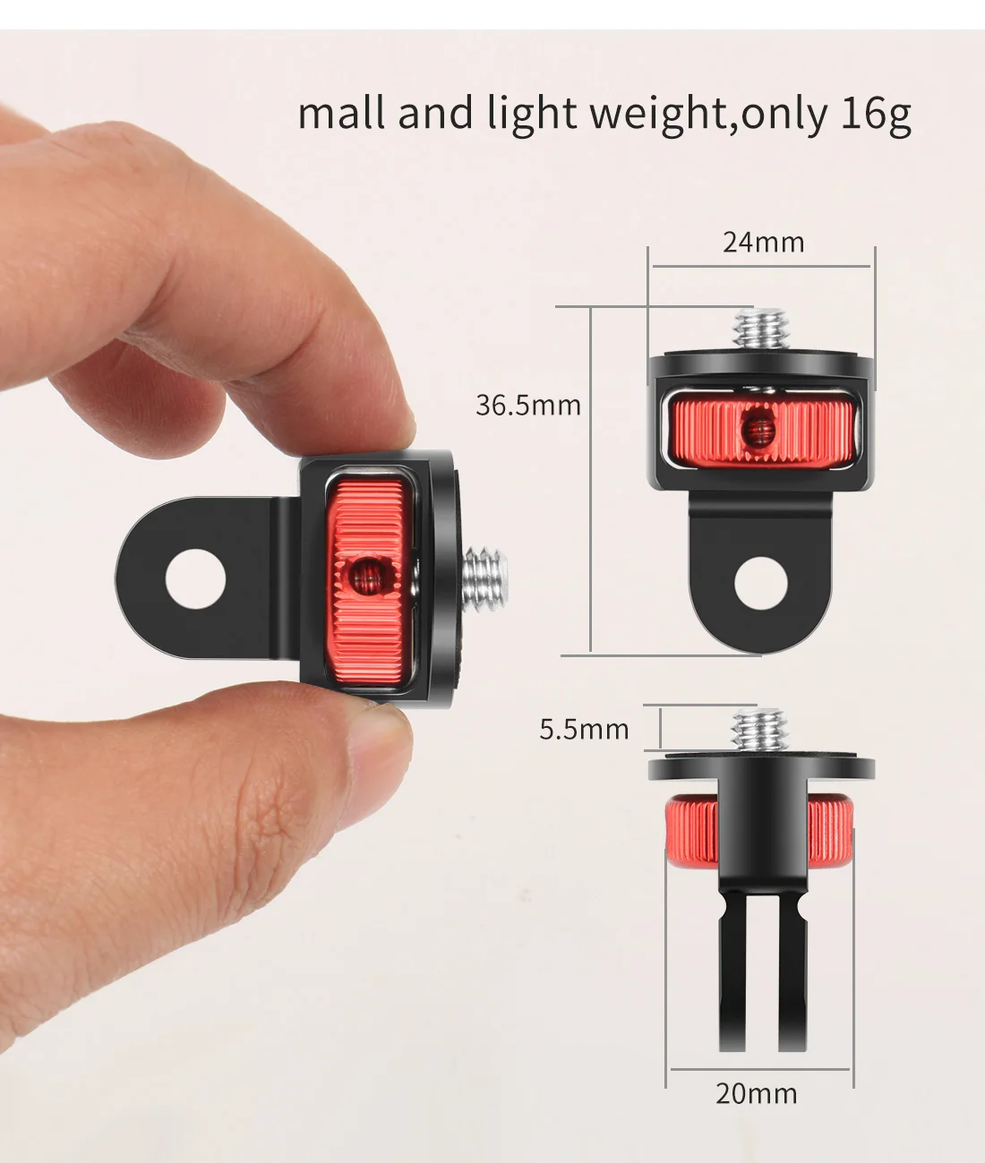 For insta360 X5 Metal Mini Tripod Convert Mount 1/4" Screw Quick-Release Base fo
