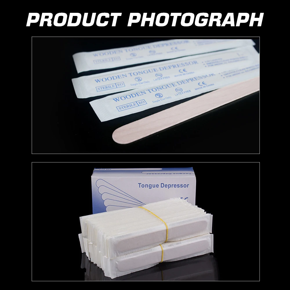 100/50/5pcs Disposable Tattoo Wooden Tongue Depressor Individually Paper Packing for Tattoo Waxing Stick Tattoo Accessories 5
