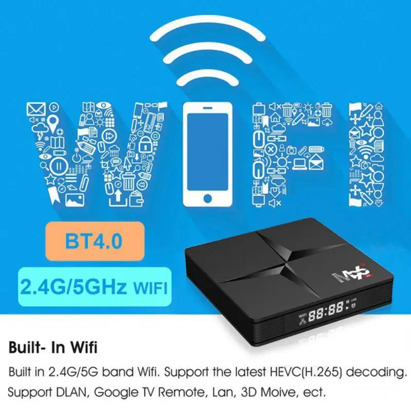 ТВ-приставка M96 + RK3318 на Android 10 четыре ядра 4 16/32 ГБ Wi-Fi |