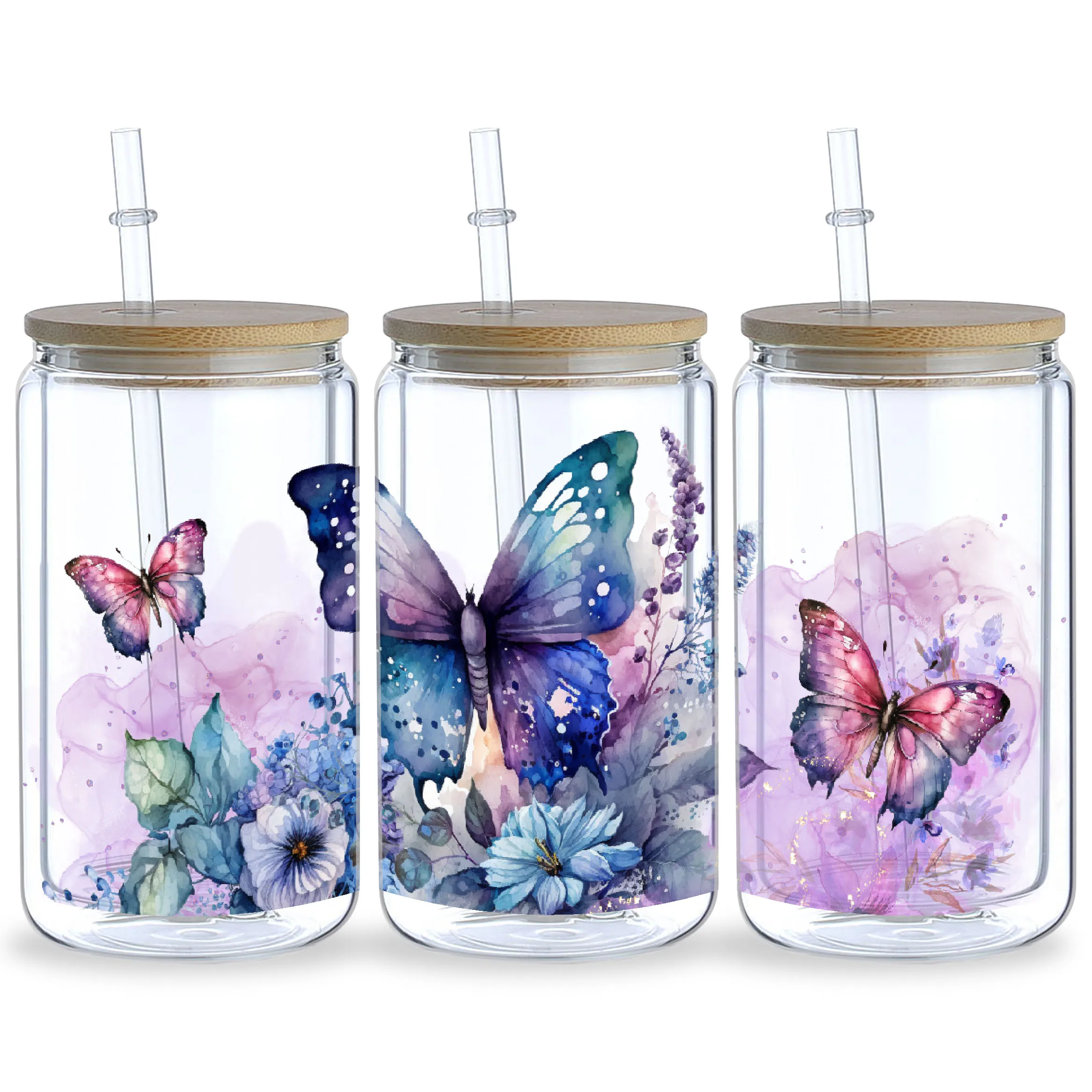 5 sheets of Butterfly,UV grade waterproof scratch-resistant self-adhesive paper,3D crystal DIY mugs,water bottles,glass cups