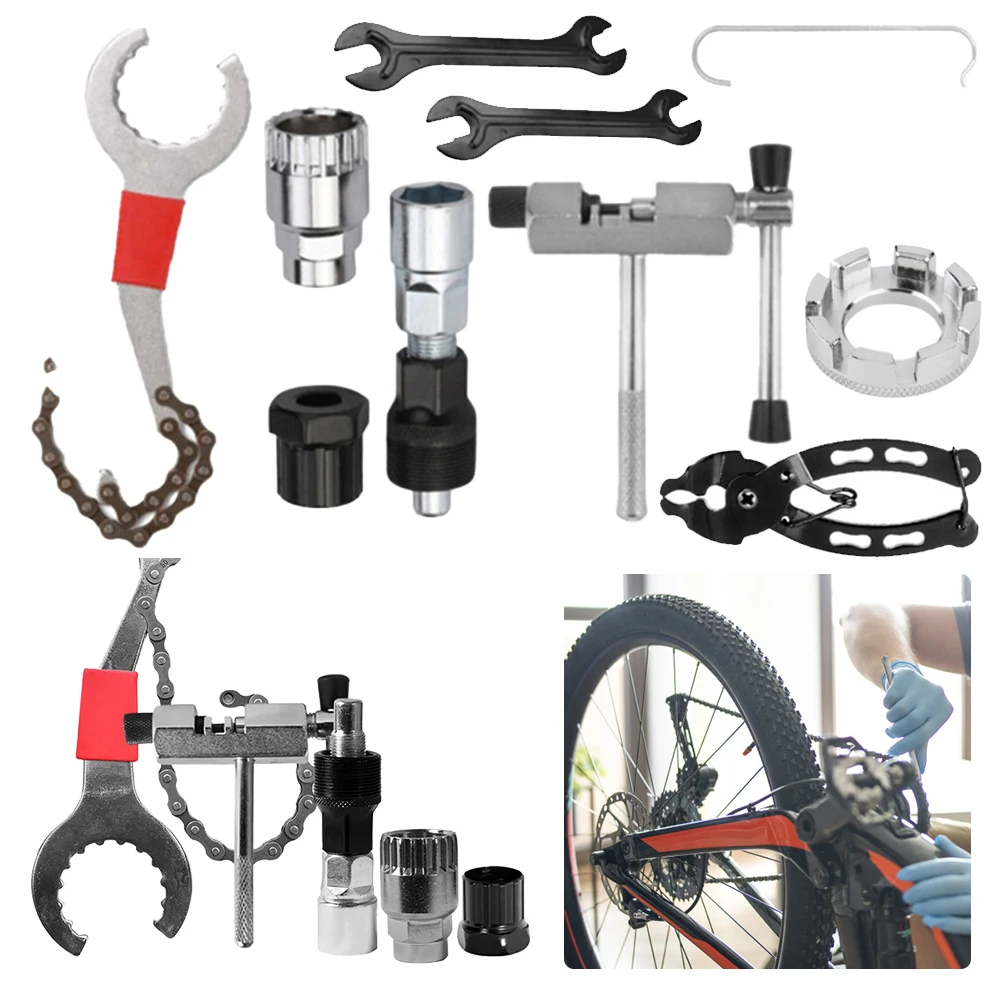 

Набор инструментов для ремонта велосипеда, высокоточный вытягиватель коленчатого вала 9 в 1, выключатель цепи, резак, Удаление ржавчины маховика для ремонта дома