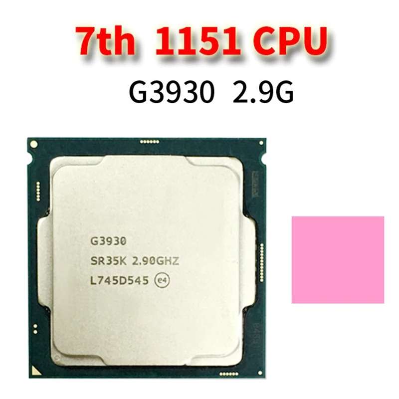 

Процессор G3930 CPU + Thermal Pad LGA 1151, 2,9 ГГц двухъядерный двухпотоковый ЦПУ процессор 2 Мб 51 Вт для Celeron