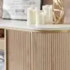 Luxury 70" Fluted Fireplace TV Stand, Modern Chic Entertainment Center,Curved Profile Design, Media Console, Natural Oak 4