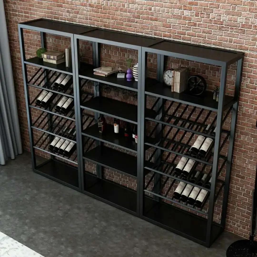 Commercial Stainless Steel Wine Display Sand Luxury Wall Large Whiskey Storage Display Racks Wine Cabinet