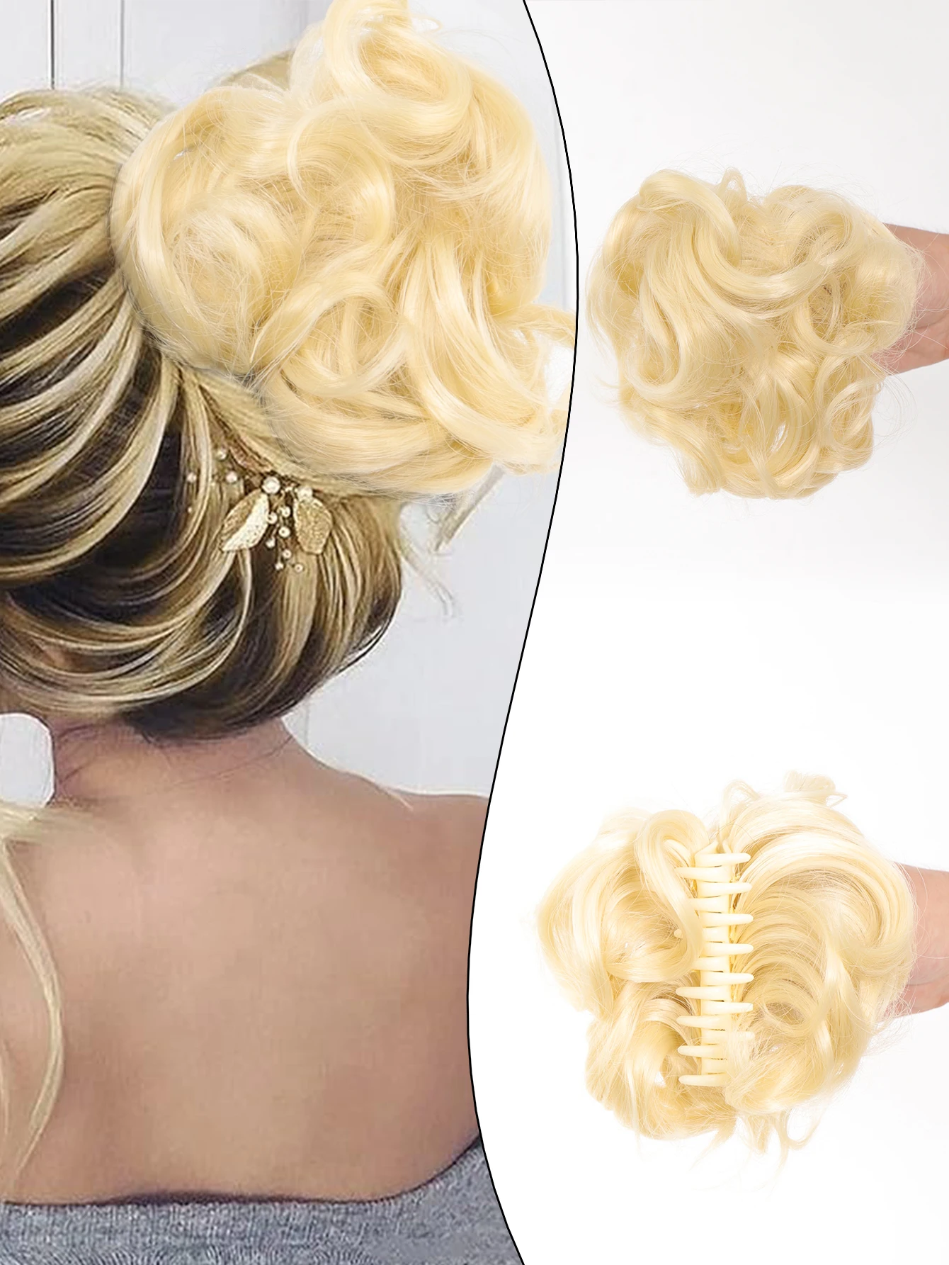 Synthetic Hair Bun Claw Clip in Chignon Hair Piece Curly Messy Bun Ponytail Hair Extensions Scrunchie Hairpieces for Women