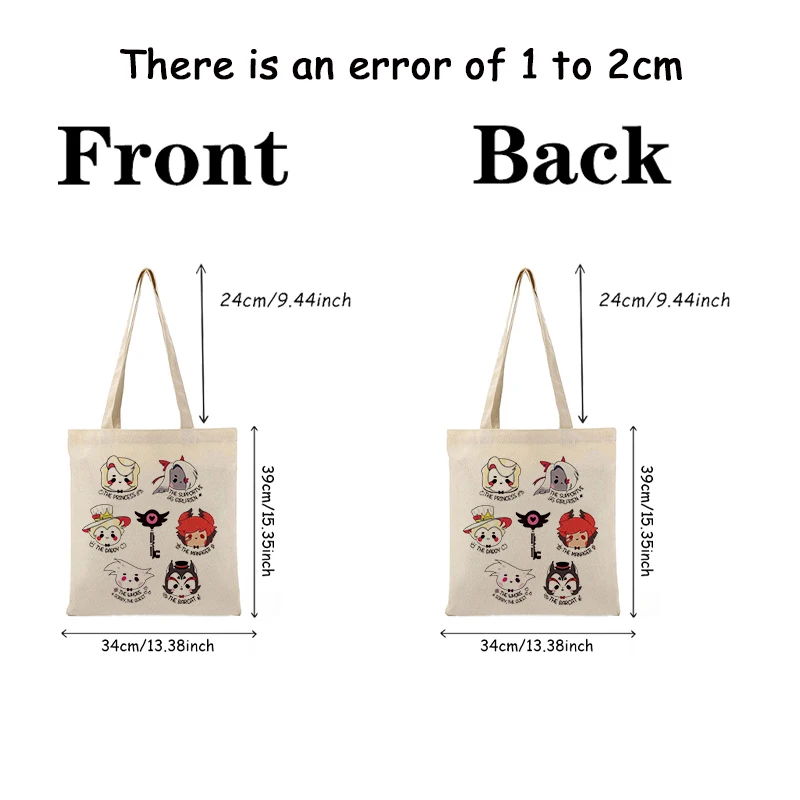 1 pc Demon Hotel Hazbin Anime pattern Tote Bag Canvas Shoulder Bag For Travel Daily Commute Women's Reusable Shopping