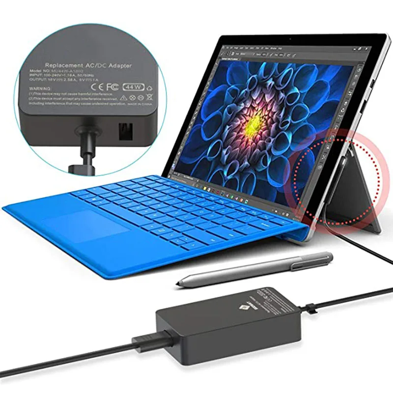 Зарядное устройство для Microsoft Surface Pro, 44 Вт, 15 В, 43 А, блок питания, адаптер переменного тока, совместим с Surface Pro651769, модель 1796, 1800, 1724 (art.: 3920c4c8aecbb) - 3920c4c8aecbb