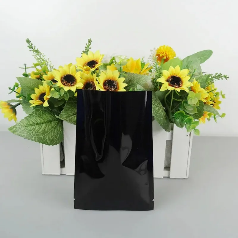 

200 шт./лот 8*12 см черные термозакрытые пакеты из алюминиевой фольги, пакеты для хранения закусок, пищевых продуктов, пластиковые плоские пакеты из майларовой фольги, вакуумные пакеты