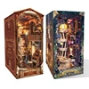 DIY Book Nook Wooden Miniature Model Kit Magic Night Lane Bookend Assembled 3D Puzzle Light Bookshelf Home Decor Friends Gifts 1