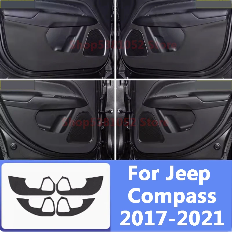 

For Jeep Compass 2017-2021 Car Black Door Anti-kick Pad Accessories Door Anti-dirty Mat Protection Cushion Cover Sticker