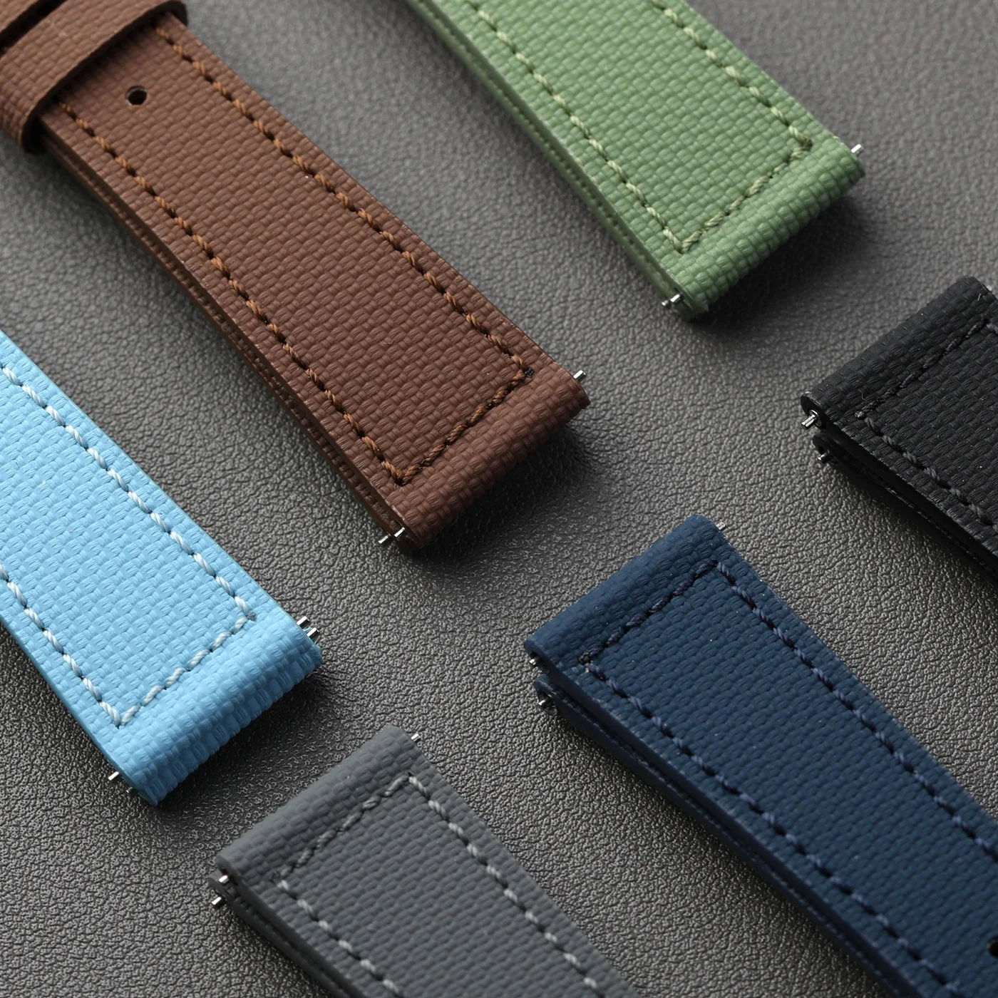 Premium Waterproof Fluororubber Leather Strap - Quick Release, Soft, Retro Design in Blue, Black, and Brown