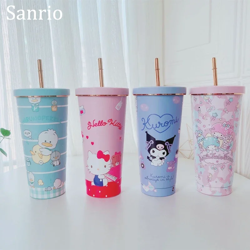 

Sanrio Hello Kitty Pompompurin Large Capacity Stainless Steel Insulation Cup Pochacco Stainless Steel Water Bottle with Straw